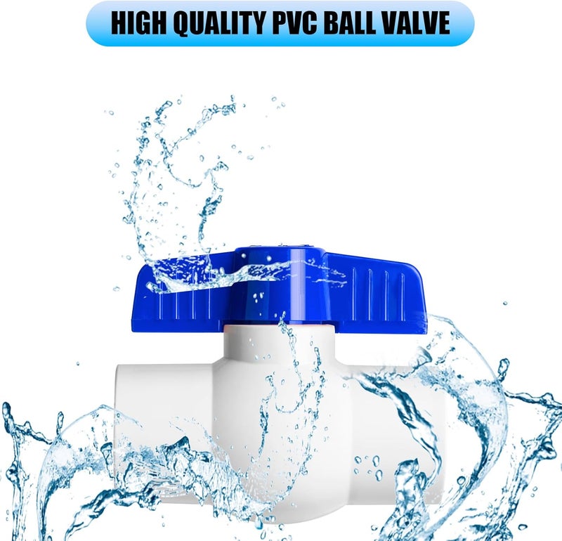 AODESTINY 10PCS 1/2" PVC Ball Valve, Shut-Off Ball Valves Socket with Easy Turn Blue T-Handles, Slip PVC Valve for Water Project, Swimming Pool, Sewage Pump, Sprinkler Line, Outdoor Plumbing & Irrigation System - Image 4